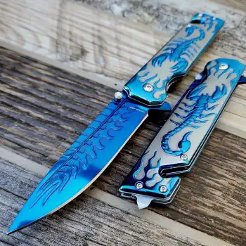 Knivox Sibirya Company S2706-X Mavi Akrep İşlemeli Kurtarma Kamp Çakısı