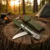 Knivox Çok Fonksiyonlu Paslanmaz Çelik Kamp Çakısı - Çatal Kaşık Açacaklı Outdoor Set