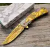 Knivox Columbia Company FX-2021-A Gold At İşlemeli Kamp Çakısı