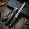 Knivox Liuzhangyu BH917 Damascus Mini Katana Tanto Bıçak - Abanoz Ahşap Kılıflı