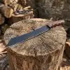 Knivox El Yapımı BT-104 Ergonomik Ahşap Kabze Kamp Palası - Koruyucu Deri Kılıflı