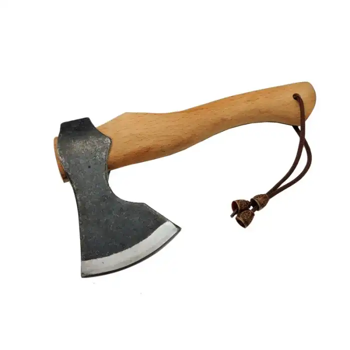 Knivox CK-45 Dövme Çelik El Yapımı Kamp Baltası - Yerli Üretim Deri Kılıflı