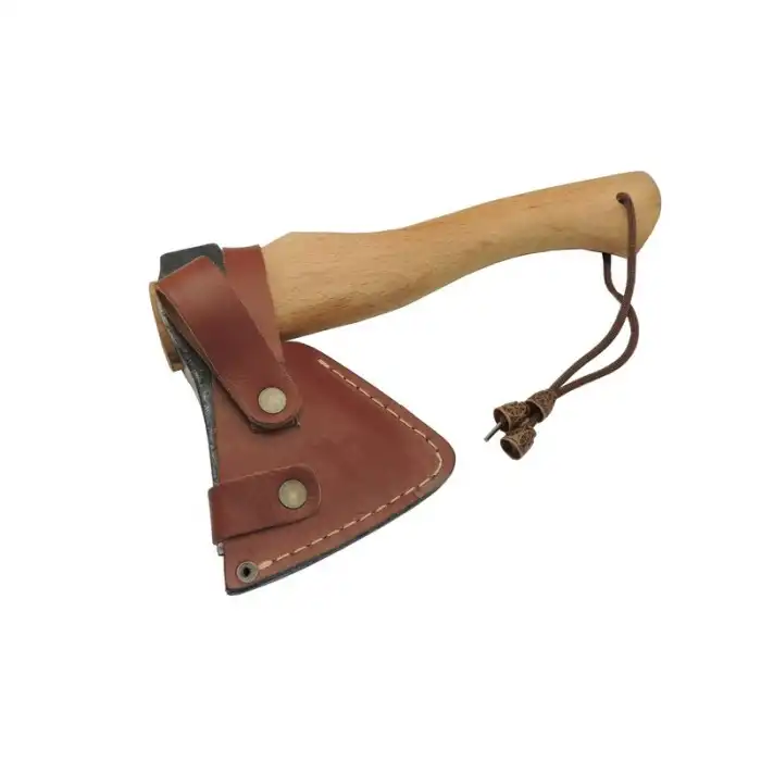 Knivox CK-45 Dövme Çelik El Yapımı Kamp Baltası - Yerli Üretim Deri Kılıflı