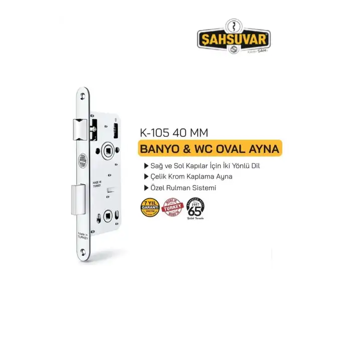 ŞAHSUVAR EKSTRA WC KİLİDİ OVAL NİKEL KULAKLI