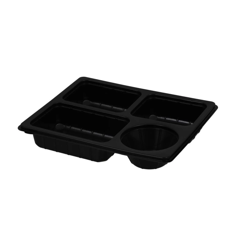 4 Bölmeli Set Menü Kutusu Microwave Kapaklı Set