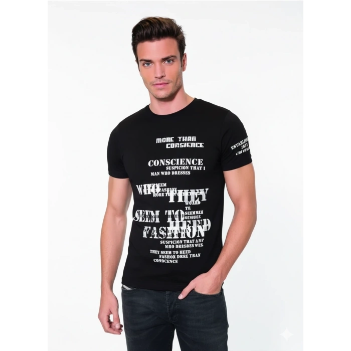 046 Yazı Baskılı Erkek Tşört