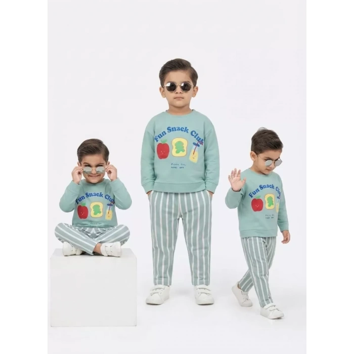 2/5 Yaş Baskılı Fenomen Cool Çizgili Çocuk Takımı