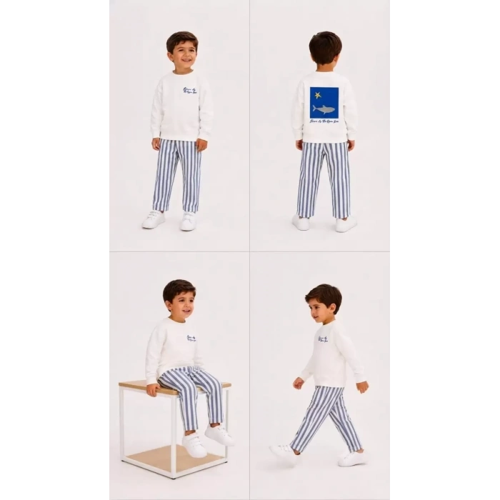2/5 Yaş Baskılı Fenomen Cool Çizgili Çocuk Takımı