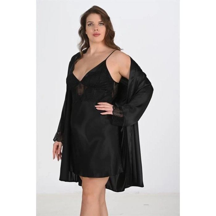 2li Siyah Sabahlık Takımı Bigsize 6213