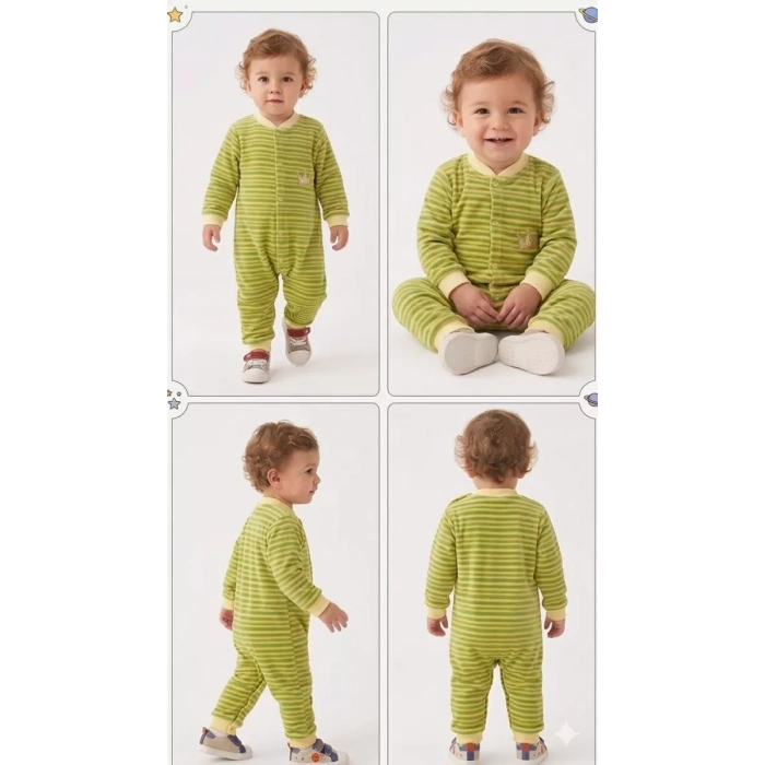 3/12 Ay Kadife Kumaş Bebek Tulumu