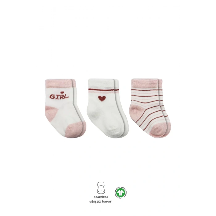 3lü Penye Boy And Girl Soket Çorap Bs10114 Pembe