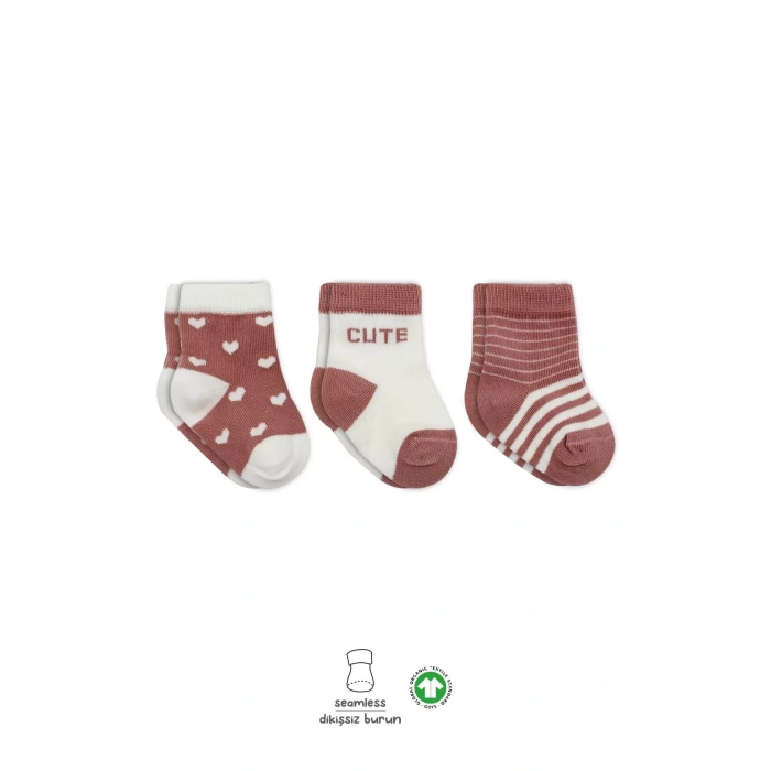 3lü Penye Cute Stars Soket Çorap Bs10115 Pudra