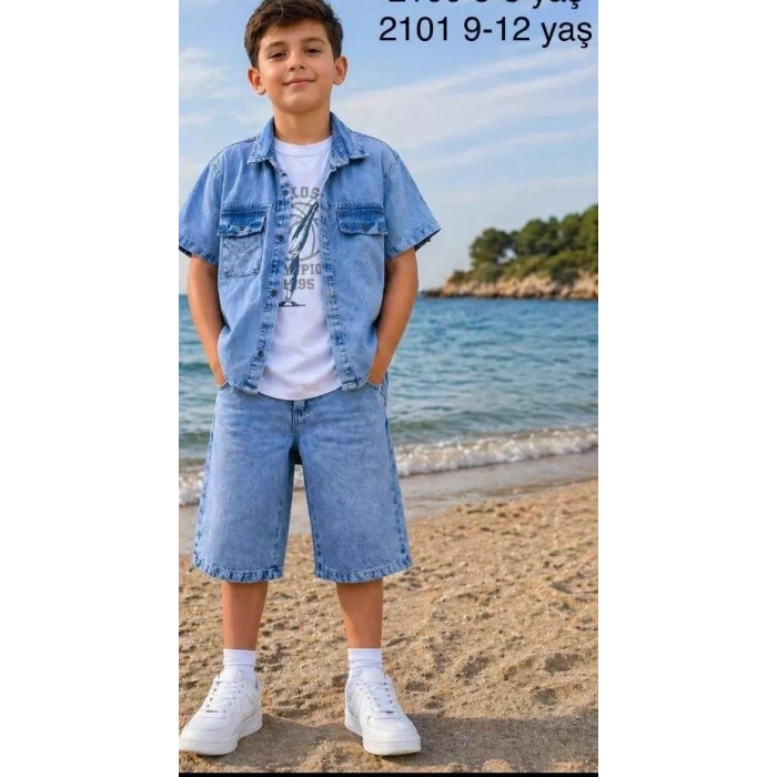 5/12 Yaş Kot(denim) Kumaş Tişörtlü Çocuk Takımı