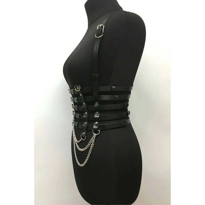 5 Sıralı Zincir Detaylı Şık Deri Kemer - Brf626