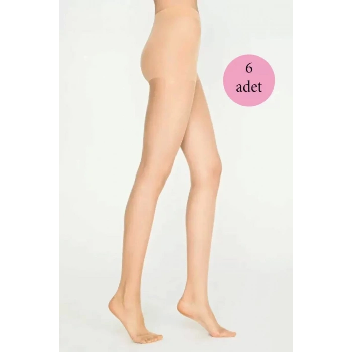 6 Adet Parlak Fit 15 Likralı Külotlu Çorap Açık Ten