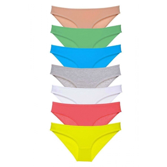 7 Adet Süper Eko Set Likralı Kadın Slip Külot Çok Renkli Mudanis