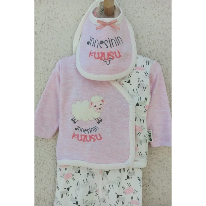 Annesinin Kuzusu Şapkalı Eldivenli 5li Kız Zıbın Seti 0-3 Ay
