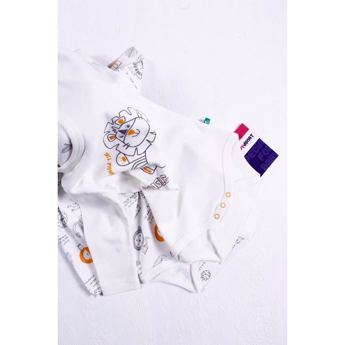 Aslan Desenli Uzun Kol 2li Erkek Bebek Body