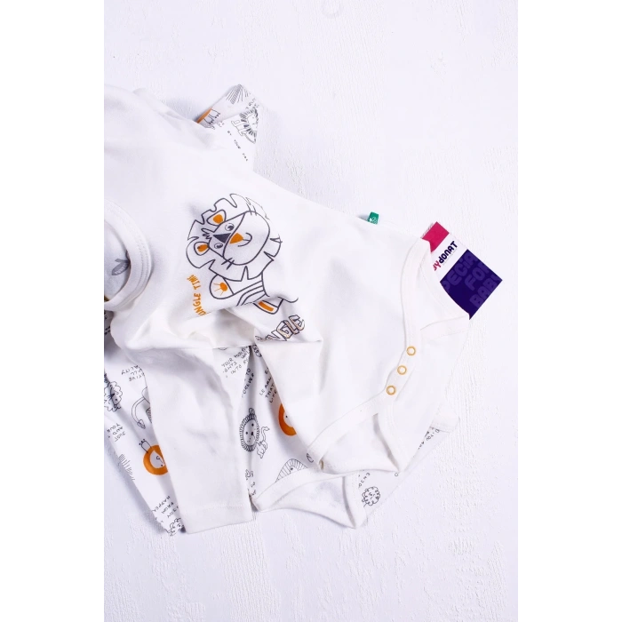 Aslan Desenli Uzun Kol 2li Erkek Bebek Body