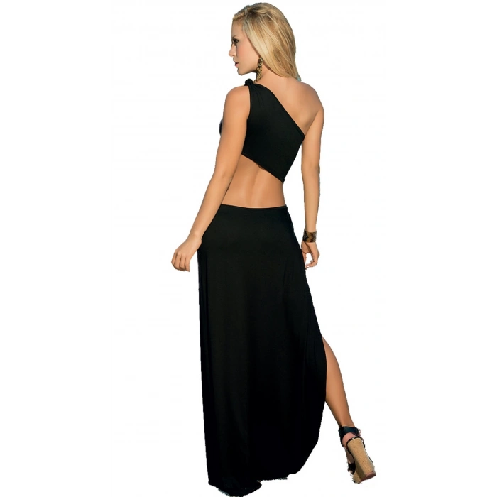 B100916 Derin Yırbrfaçlı Uzun Elbise