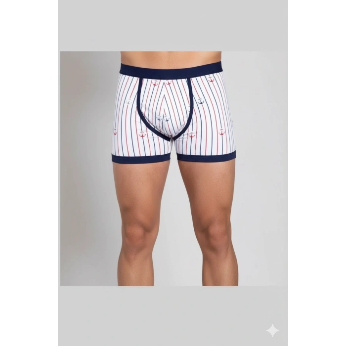 Berrak Çapa Ve Çizgi Baskı Erkek  Boxer 1107