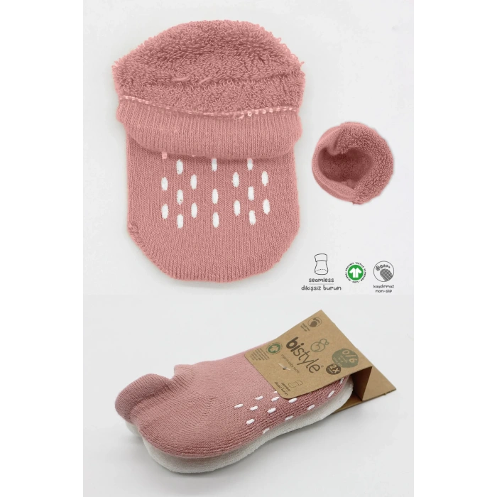 Bistyle 2li Altı Havlu Sneakers Kaymaz Çorap 20501 Ekru Pudra