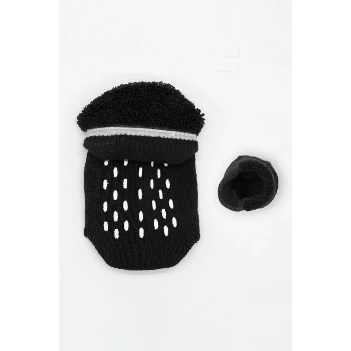 Bistyle 2li Altı Havlu Sneakers Kaymaz Çorap 20501 Siyah Ekru