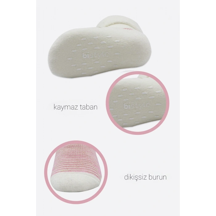 Bistyle 2li Havlu Soket Kaymaz Çorap 10504 Ekru Pudra
