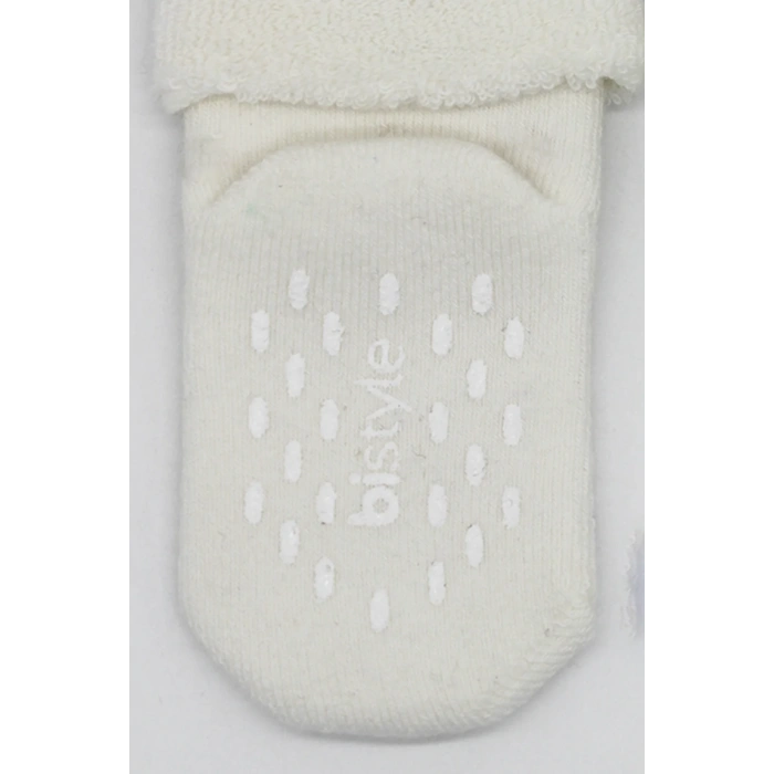 Bistyle 2li Havlu Soket Kaymaz Çorap 10504 Gri Ekru