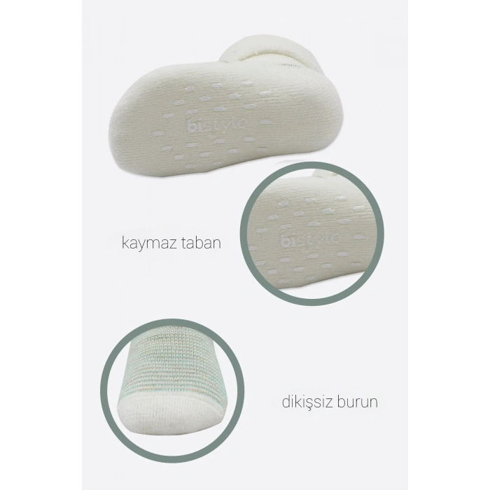 Bistyle 2li Havlu Soket Kaymaz Çorap 10504 Nil Ekru