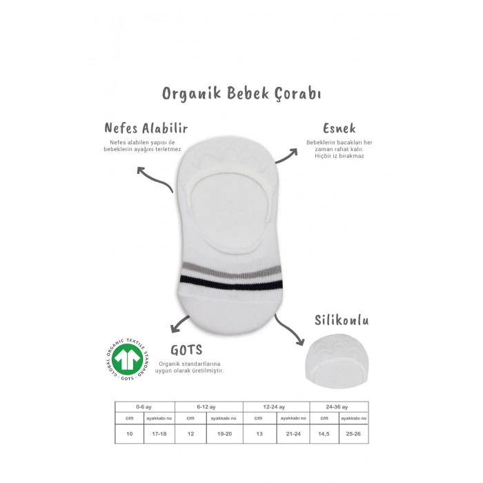 Bistyle 2li Penye Babet Silikon Çemberli Çorap 30102 Gri Beyaz