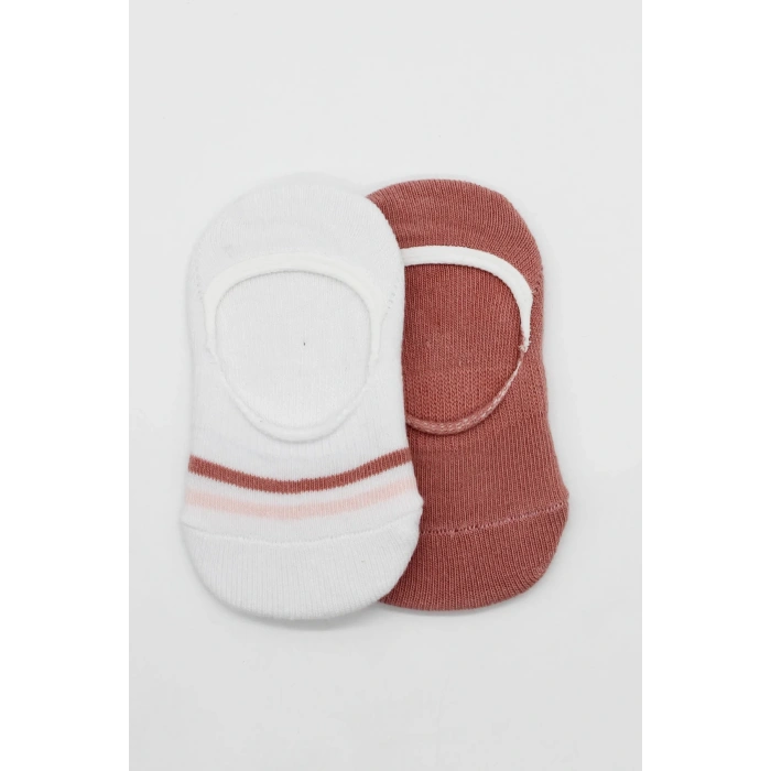 Bistyle 2li Penye Babet Silikon Çemberli Çorap 30102 Pudra Beyaz
