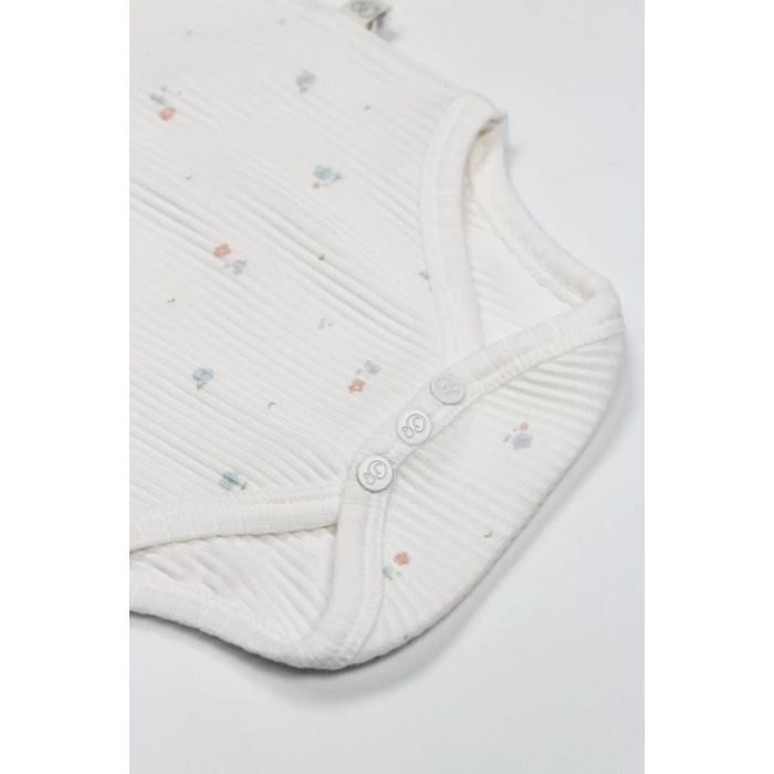 Bistyle Flying Bloom White Yarım Kol 2li Body 17118 Ekru Gül Kurusu