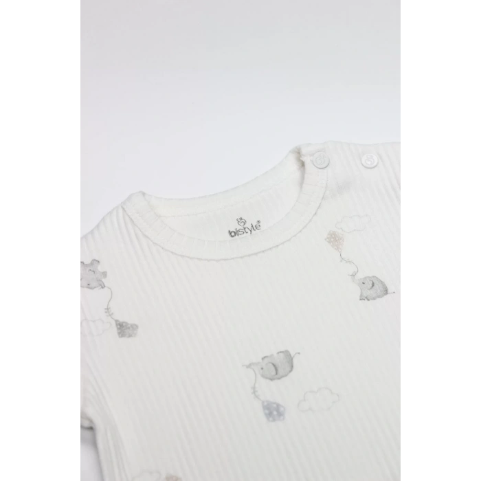 Bistyle Flying Elephant Yarım Kol 2li Body 17116 Ekru Gri