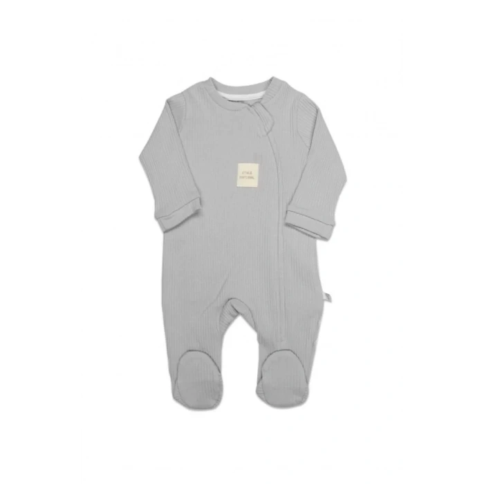 Bistyle Style Natural Fermuarlı Bebe Tulum 15115 Gri