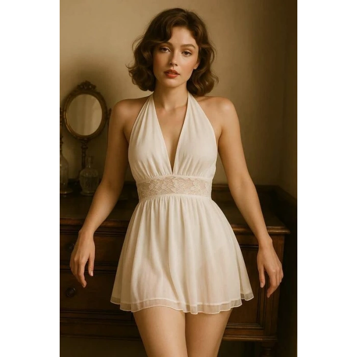 Dantel Detaylı Transparan Babydoll