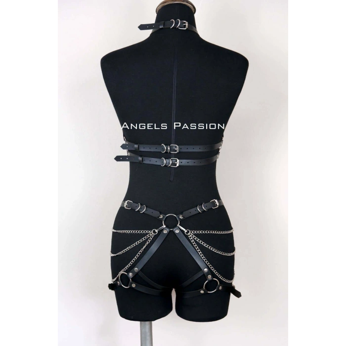 Deri Body Harness, Kadın Deri Fantezi Giyim - Brf1084