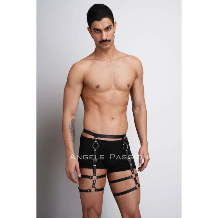 Deri Erkek  Bacak Harness, Erkek  Kot Üzeri Aksesuar - Brfm165