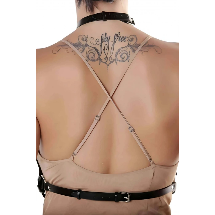 Deri Giysi Üzeri İpli Göğüs Altı Kemer Harness - Brf1077