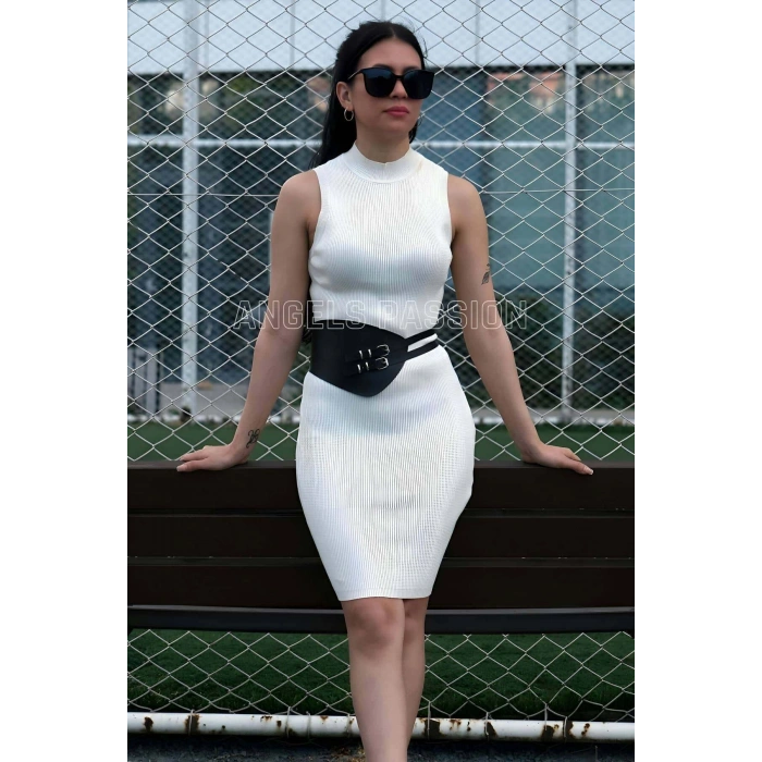 Deri Korse Kemer, Şık Elbise Üzeri Kemer, Gömlek Kemeri - Brf604