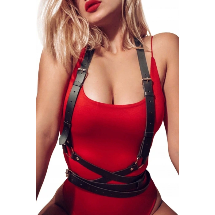 Elbise Üzeri Askılı Kemer Deri Harness - Brf1392