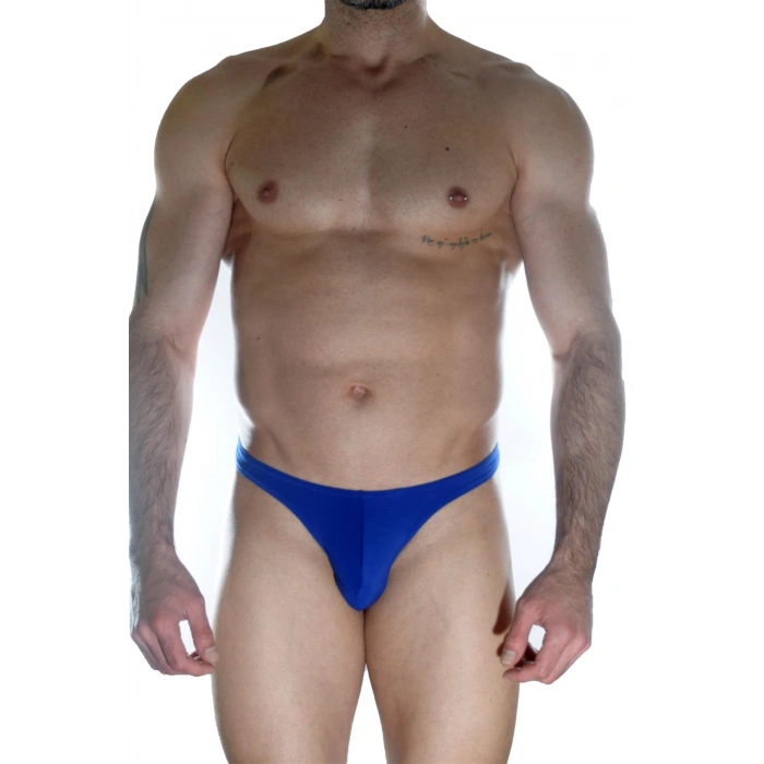 Erkek  Arkası Metalli Mavi Tanga Çamaşır