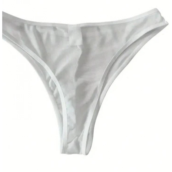 Erkek  Biyeli Beyaz Transparan Brazillian Slip