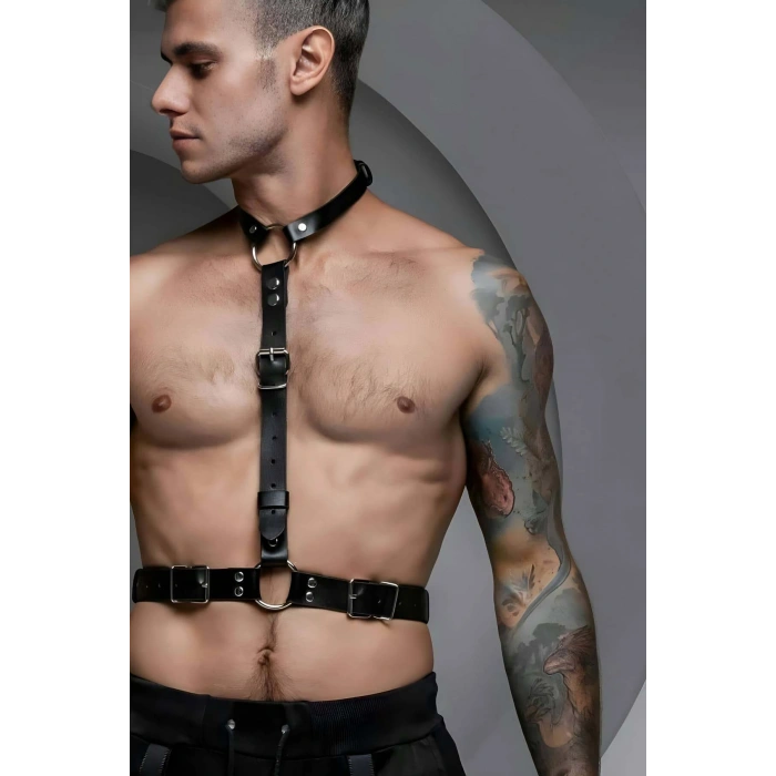 Erkek  Deri Boyundan Askılı Bel Kemeri Harness - Brfm124
