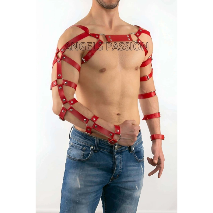 Erkek  Deri Kol Harness, Erkek  Çift Kol Harness, Erkek  Dansçı Kostüm - Brfm5