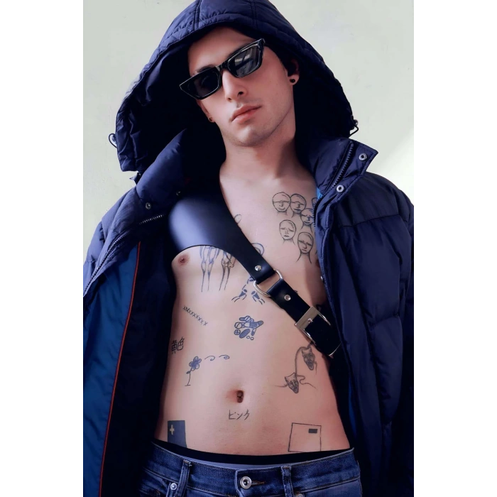 Erkek  Deri Tek Omuz Askılı Harness, Erkek  Deri Aksesuar - Brfm123