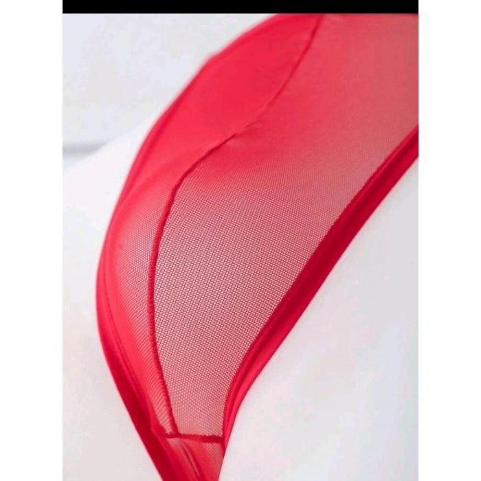 Erkek  Kırmızı Transparan Tanga İç Giyim