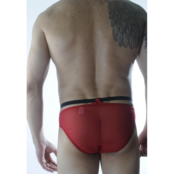 Erkek Kırmızı Tül Fantezi Slip İç Çamaşırı