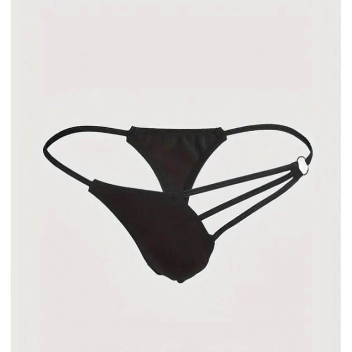 Erkek  Siyah Metalli Tanga İç Giyim