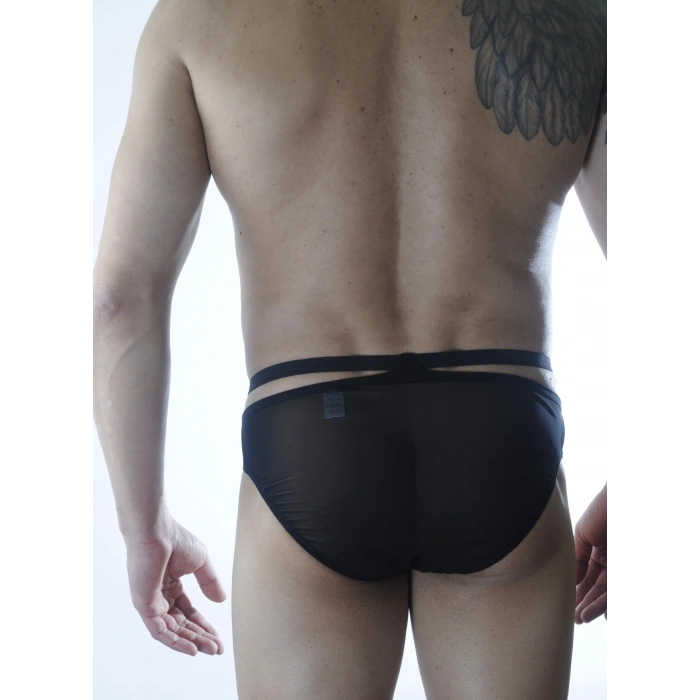 Erkek Siyah Tül Fantezi Slip İç Çamaşırı